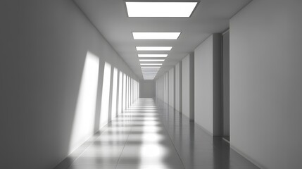 Fototapeta premium modern corridor render with architectural ceiling lights,
