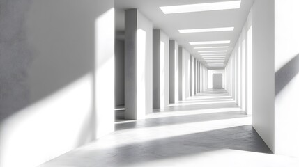 Fototapeta premium modern corridor render with architectural ceiling lights,
