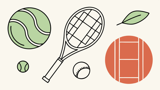 Tennis Line Art &ndash; Racket, Ball, Court, Match, Championship