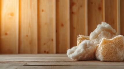 A serene composition featuring soft cotton bolls resting on a wooden surface, evoking feelings of comfort, natural beauty, and simplicity in a rustic setting.