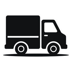 Fototapeta premium A simple, black and white icon of a food delivery truck.
