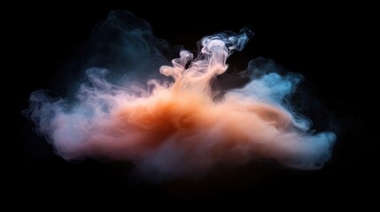 This artistic image captures vibrant swirling clouds of smoke in various colors, portraying an abstract representation of emotions and the essence of human experiences.