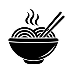 Steaming bowl of noodles with chopsticks asian food icon