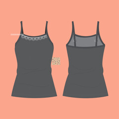 FLAT SKETCH OF NIGHTWEAR SLIP FOR WOMEN AND IN EDITABLE VECTOR FILE
