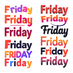 Fototapeta premium Set of Friday text effect 