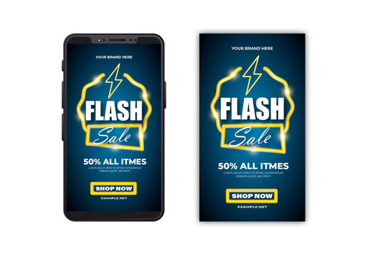 Blue And White Flash Sale Promotion Poster Flyer Template


