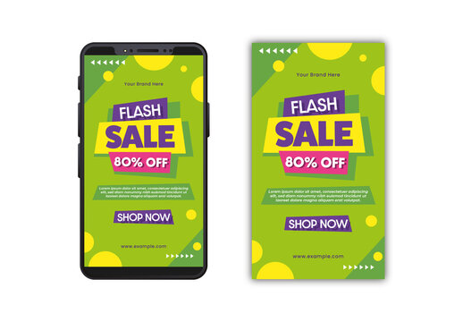 Green And Purple Flash Sale Discount Poster Flyer Template

