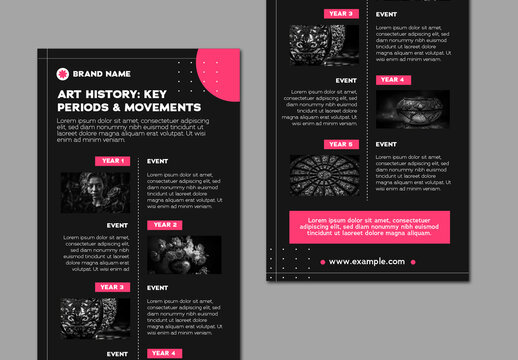 Black And Fuchsia Art History Periods Movements Infographics Template

