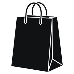 paper takeout bag, A black and white, simple icon of a shopping bag.