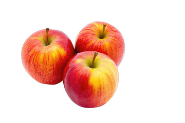 Three red and yellow apples isolated on black