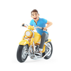 3d man riding a motorcycle