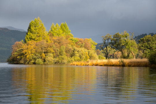 Loch Chon in autumn, Loch Lomond and Trossachs National Park, Scotland