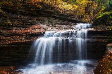 buttermilk falls state park and waterfall in autumn