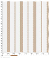 Close Up Fabric Swatch with Brown and White Stripes and Warp and Weft Labels