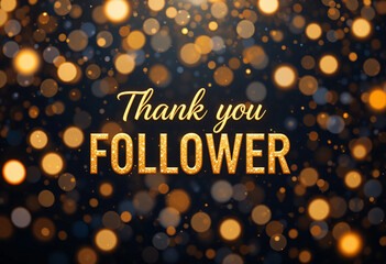 Festive Thank You Follower Graphic with Fireworks and Gold Sparkle