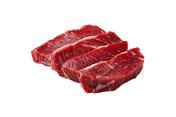 Fototapeta premium Raw beef slices perfect for cooking, grilling, barbecue, or food industry and culinary designs, isolated on transparent background