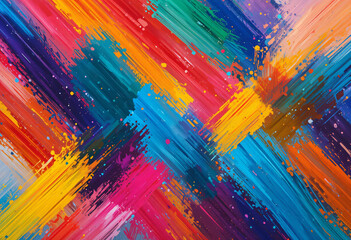 Vibrant Abstract Colorful Paint Strokes Background in Rainbow Hues