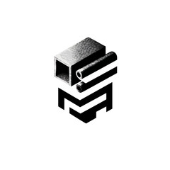 Abstract Metal Supply Chain Icon - Modular Black & White Design
