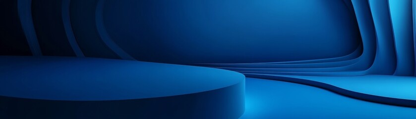 Obraz premium Abstract Blue 3D Render Curved Platform Background, 3D rendering, abstract background