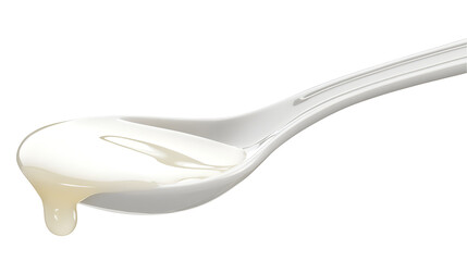 Sweetened Condensed Milk Pouring from Spoons, Isolated on White Background, Food Photography, Culinary Image, Condensed milk, Sweetener, Dessert