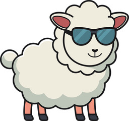Happy smiling sheep vector in flat farm cartoon illustration style