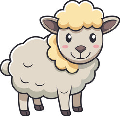 Standing cartoon sheep icon with shaded fur and blue highlights