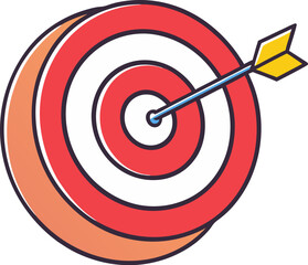 Simple bullseye target vector with red center in cartoon game style