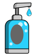 Vector de sanitizador manual con alcohol en gel. Icono de higiene y limpieza. Ilustraci&oacute;n con estilo minimalista.