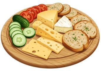 Cheese and Vegetable Platter with Sliced Bread
