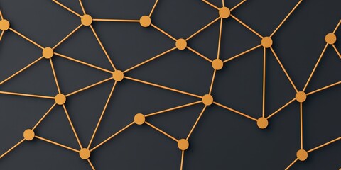 economy trade demand concept. Abstract network design with interconnected nodes and lines on a dark background.