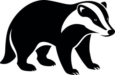 Obraz premium A black silhouette badger standing on the background badger icon 