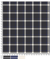 Detailed Plaid Fabric Swatch with Gray Blue and Cream Colors for Textile Design and Apparel Manufacturing