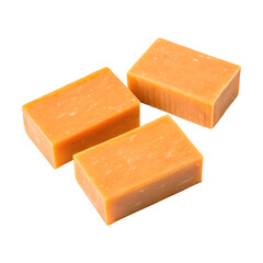 Pieces of orange soap isolated on a transparent background