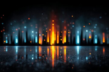 Abstract Cityscape Night Reflections - Symbolizing urban energy, technological advancement, vibrant nightlife, futuristic dreams, and the reflection of progress. A stunning abstract of a city at night