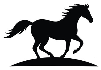 Horse Galloping Open Plain Sunset Silhouette