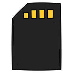 Hand drawn cartoon cd memory card on white background.