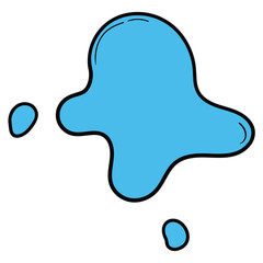 Hand drawn cartoon puddle of water on white background.
