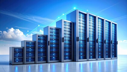 Modern Data Center Racks Showing Growth