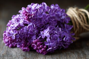 Obraz premium A bouquet of vibrant purple lilacs.