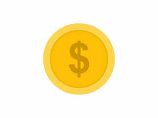 Flat Icon of a Golden Dollar Coin