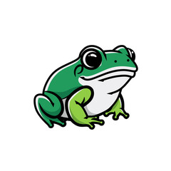 green frog isolated on white logo vector 