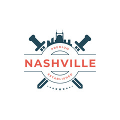 Fun vector design of Nashville city silhouette suitable for stickers or prints	