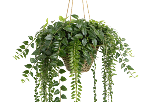 Lush Hanging Plant in Woven Basket Perfect for Home Decor