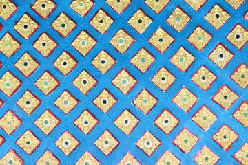 Art wall Thai temple blue gold background