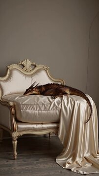 L&eacute;zard Baroque sur Berg&egrave;re Satin&eacute;e