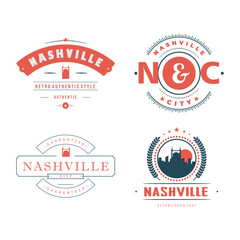 Fun vector design of Nashville city silhouette suitable for stickers or prints	