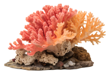 Colorful coral isolated on transparent background
