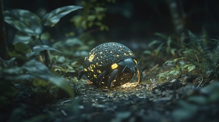 Glowing sphere creature in a dark forest