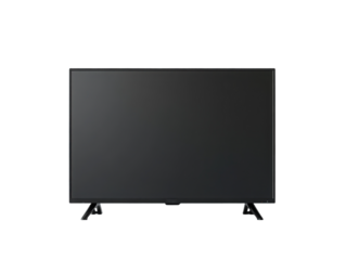 A black television is turned off