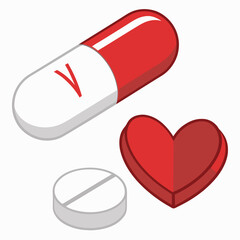 heart with pills